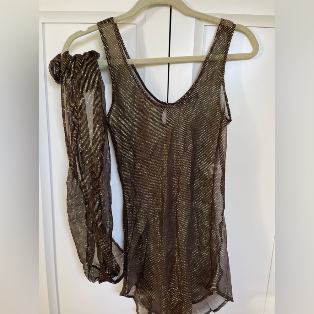 French Connection Gold Sheer Top